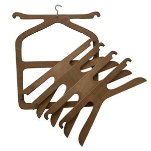 Vintage Antique Steamer Trunk Wardrobe Wooden Hangers lot Of‎ 5